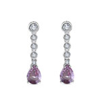 Amethyst Drop Rhodium Plated Silver Earrings with Chatons 37.190€ #5006299114721